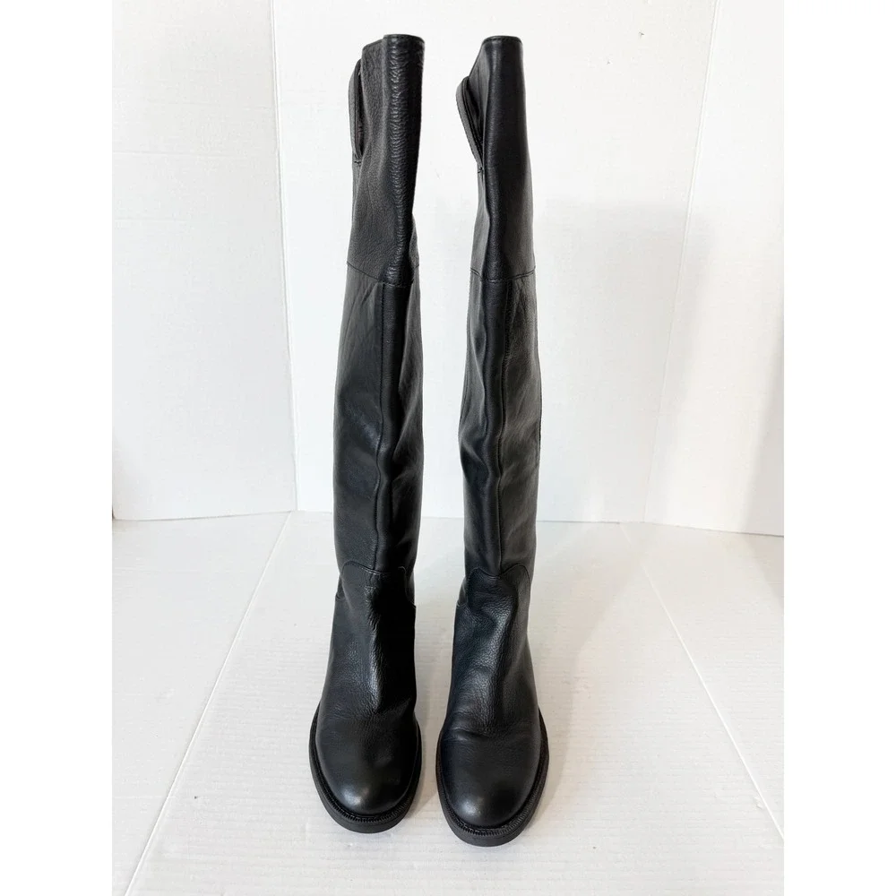 Enzo Angiolini Womens Holdyn Black Leather Over Knee Equestrian Riding Boot 6.5